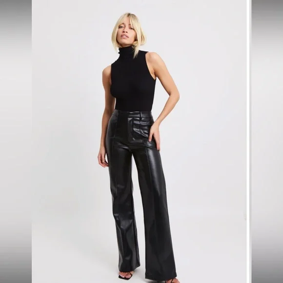 Pants & Jumpsuits | Boa Vegan Leather Wide Leg Trousers